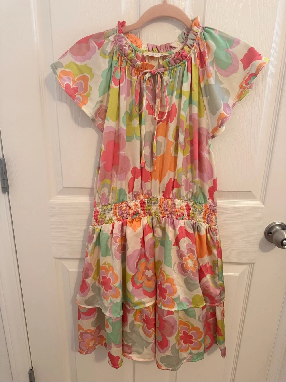 Doe and Rae Floral Tie-Neck Multi Color Dress